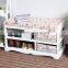 White wooden storage shoes changing stool