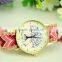 Ladies handmade braid knit bracelet wristwatches band tree of life friendship watch
