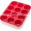 Hot Sale Cake Tools Cupcake Baking Tray Fondant Kitchen Bakeware Silicone Non-Stick 12 Cups Cake Mold Muffin Pan
