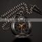 Antique Transparent Skeleton Necklace Mechanical Pocket Watch