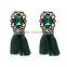 Bohemian style big crystal with tassel charms earrings for women jewelry