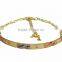 Artificial Imitation Three Tone Bangle Bracelet With Extension Link Chain