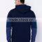 Men Blue Colourblocked Hooded Sweatshirt 2 Pockets Zip Closure Straight Hem Hoodies 100 Percent Cotton Soft Warm Comfort Sweater