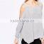 Sweater With Cold Shoulder And Side Splits For Women Light Weight Ladies Custom Gray Knitted Sweaters Loose