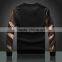 Leather sleeve round neck sweatshirt with digital printing