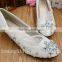 Lace is low with bridesmaid dresses and a comfortable hand-made white wedding shoes WS034