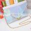 Rainbow multicolored laser enevlope clutch bag shoulder bag for women