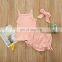 A0195# Baby Girl Sets Summer Strap Sleeveless Top Solid Color Shorts Hair Band
