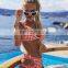 Lovely 2019 Plaid Dot Bandage Bikini Set Women Sexy Push Up Bow Mid Cut Swimwear Padded Two Piece Swimsuit Biquini New