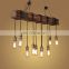 Restaurant loft natural wooden vintage hemp rope pendant lamp Industrial chandelier light