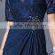 Real Madred 2016 Navy Blue Mother Of The Bride Lace Dresses Long Short Sleeve Chiffon Party Gowns Plus Size Vestidos largos