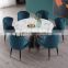 Hot selling modern design dinning room set home round dinning table set velvet 6 chairs