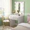 Wooden Mirrored Dressing Table, Makeup Vanity Dressing Table Dresser Desk for Bedroom