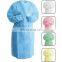 OEM disposable non woven isolation gown blue 35 gr with knitted cuff work gown uniforms for sale