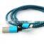 2016 High Quality Metal Plug Cellphone Data Nylon Usb Cable