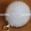 2016 Latest Fashion White Black 100% Real Fox Fur Pom Pom Girl Keychains