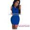 2016 Blue Lace Mesh latex Bodycon Mini adult lady girls party dress