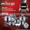 16 pcs Stainless steel nonstick induction capsule bottom Cookware sets