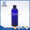 Cylinder blue glass pharmaceutial bottle boston bottle