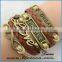 Multilayer Braided Bracelets Antique Gold Faith Hope Believe Charm Bracelet