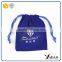 blue color drawstring suede jewelry pouch for jewelry