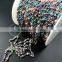 5mm Red,pink,green,blue Enameled Round Turkish Evil Eye Beads Links Silver Plated Brass Necklace Chain DIY Supplies 1312024