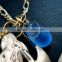 25x37mm matte gold brass mermaid shell sea horse with drop blue sea glass pendant charm fashion women necklace 6310009