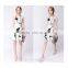 White and Black Floral Printed Sleeveless Bodycon Dress