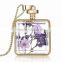 2016 fashionable gold chain with glass transparent herbarium pendant flower necklace