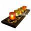 Kawachi 4-piece Jewel Tone Candle Tray With Genuine River Rocks