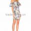 latest floral print off shoulder short sleeve holiday dress woman ruffle casual dress