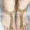 GOLD tone payal ANKLETS toe ring BAREFOOT SANDAL pair