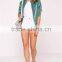 Women Velvet Bomber Jacket Green Ribbed Trim Zip Up Coat With Side Pockets With Custom Tag And Label
