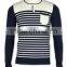 ISO9001/BSCI Manufature navy blue teenager striped pattern cardigan sweater