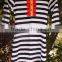 Cotton Long Shirts For Mom Plus Size Stripe Big Size For Lady Spring Blouse For Women White/Black Stripe Summer Long Top