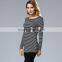 Newest design OEM wholesale gray women vertical stripes blouse 2017