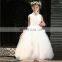 White Flower Girl Dress Tulle Tutu Sleeveless Wedding Dress Christening Maxi Gown