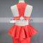 ED Red Sleeveless Flouncing Halter Sexy Mermaid Keyhole Back Evening dresses