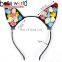 Fashionable Rose Long Cat Ear Metal Hairbands Flower Party Decorative Headbands for Wedding