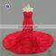 HMY-E0441 Sweetheart Ruffled Top Sheath Mermaid Long Train Ruffled Red Wedding Dress Organza