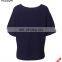 Women Split Side Silk Navy Batsleeves Knitted Pullover Poncho