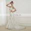 KW0316 A-line scoop Neckline Heavy beaded Silver lace tulle cover back long train Brilliant wedding dress