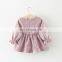 Girls' Dress Spring Cotton Full Sleeves Bow Clothes Dress