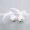 Handmade wholesale colorful plush pet toys elastic ball and feather cat toy interactive