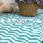 Customized Striped Pattern Portable Soft Outdoor Folded Picnic Blanket Fleece Waterproof With Handle