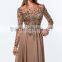 Elegant Sheer Neck Low Back Beaded Bodice Long Sleeve Evening Dress Chiffon