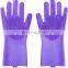 Reusable Silicone Scrubber Cleaning Gloves Approved Silicone Dishwashing Gloves Heat Resistant Kitchen Cleaning Gloves