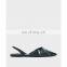 Women wholesale design multi color zip detail pointed toe textured sling back flat sandals shoes (sandalias mujer)