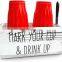 Double White Solo Disposable Cup Holder Mark Your Cup and Drink Up Rustic Drink Caddy Party Cup Holder Utensil Dispenser Wooden