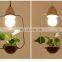 Art Deco LED Plant Pendant Light With Base E27 Hanging Lamp For Dining Room Cafe Bar